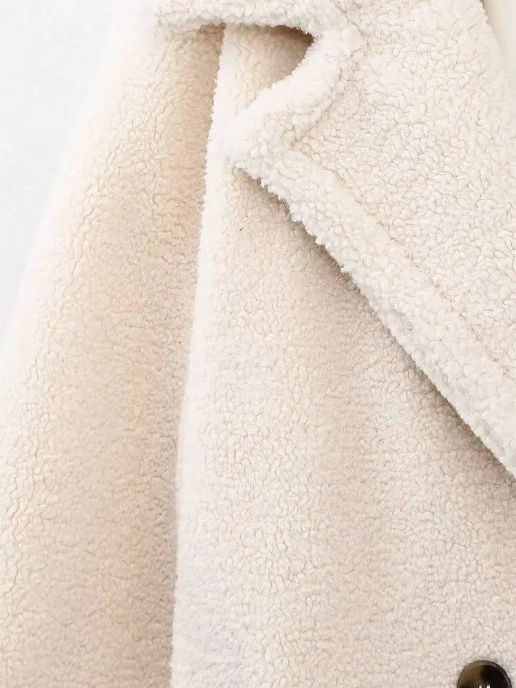 Cappotto Teddy elegante da donna con chiusura a doppio petto – Cappotto invernale raffinato per tutti i giorni e tempo libero