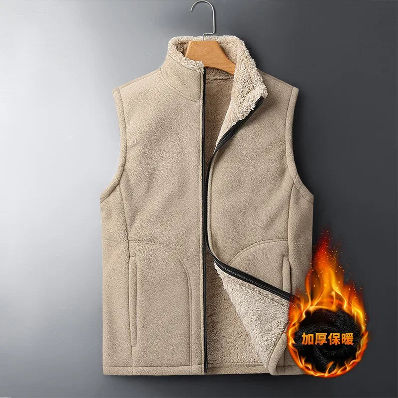 Unisex vinterfleecevest med ståkrage og fleecefôr