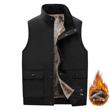 Gilet da uomo con fodera in teddy, collo alto, invernale, caldo e casual
