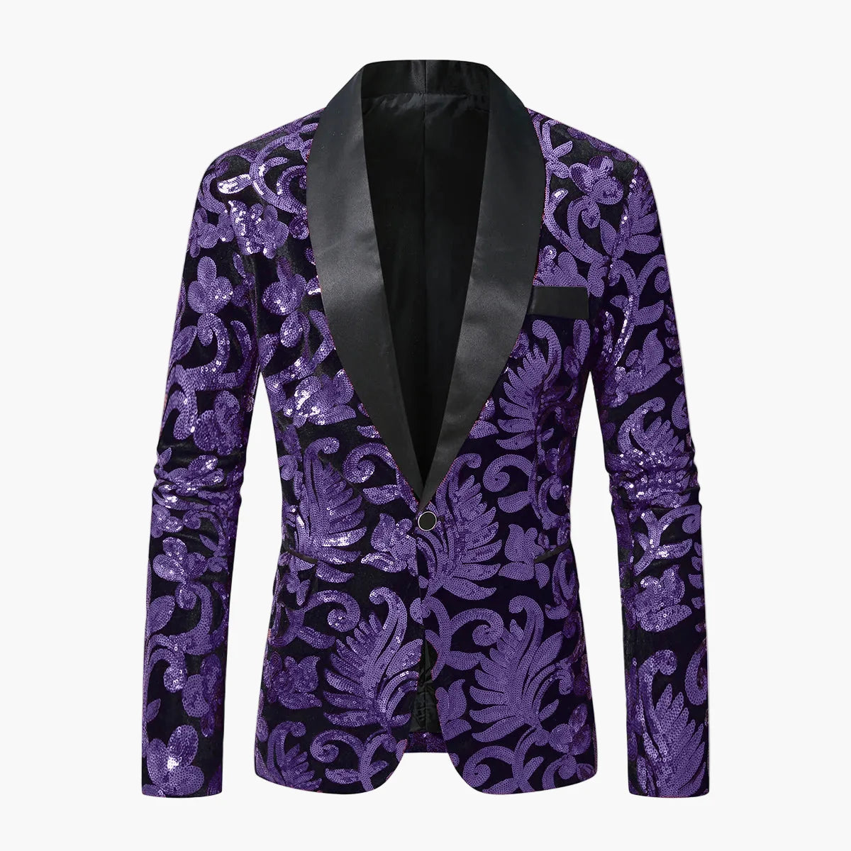 Herre Luksus Smoking Blazer med glimmer og moderne blomsterprint – Perfekt til fest og festlige lejligheder