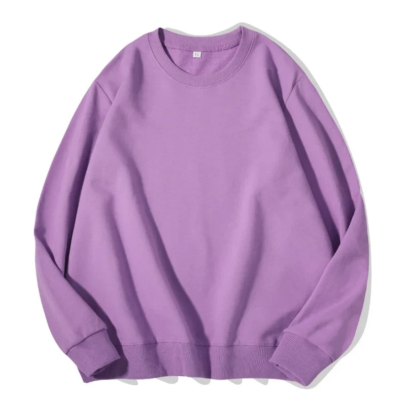 Sudadera unisex de manga larga con cuello redondo, colores lisos