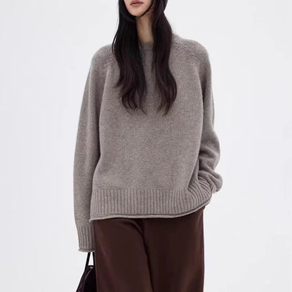 Pull en maille oversize pour femme à col rond, manches longues
