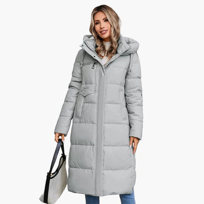 Cappotto invernale trapuntato da donna con cappuccio – Parka lungo e caldo per tutti i giorni e tempo libero