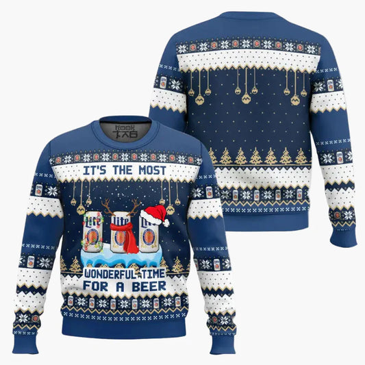 Jersey navideño Ugly Christmas Sweater para hombre – Suéter divertido de cerveza para Navidad y fiestas de invierno
