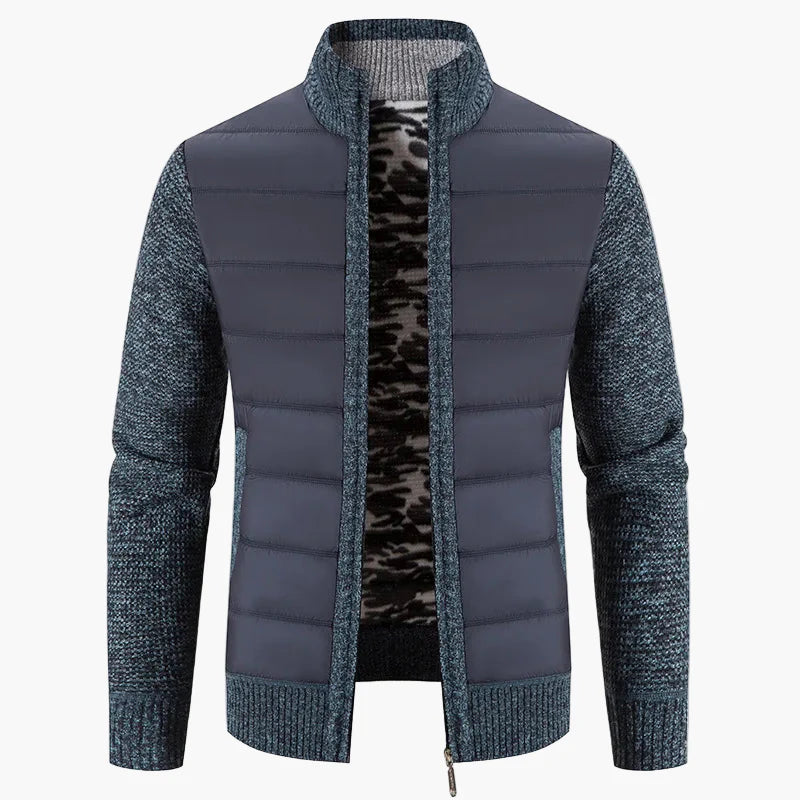 Herre quiltet jakke i urban casual look – Komfortabel fritids-zipper med strikkede ærmer
