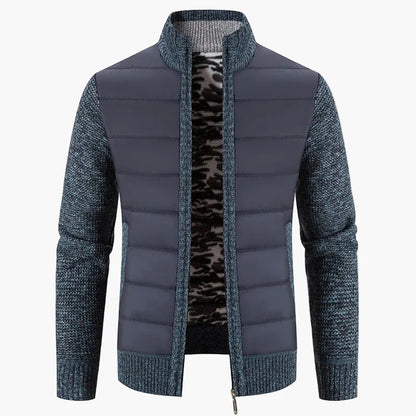 Herre quiltet jakke i urban casual look – Komfortabel fritids-zipper med strikkede ærmer