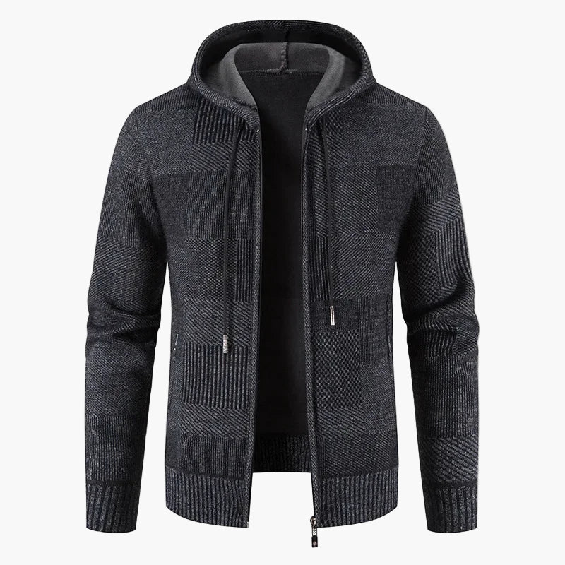 Chaqueta de punto con capucha para hombre para invierno – Suéter con forro polar a la moda, ocio y uso diario