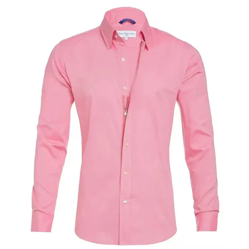 Herren Slim Fit Business Freizeithemd Langarm Modern Elegant