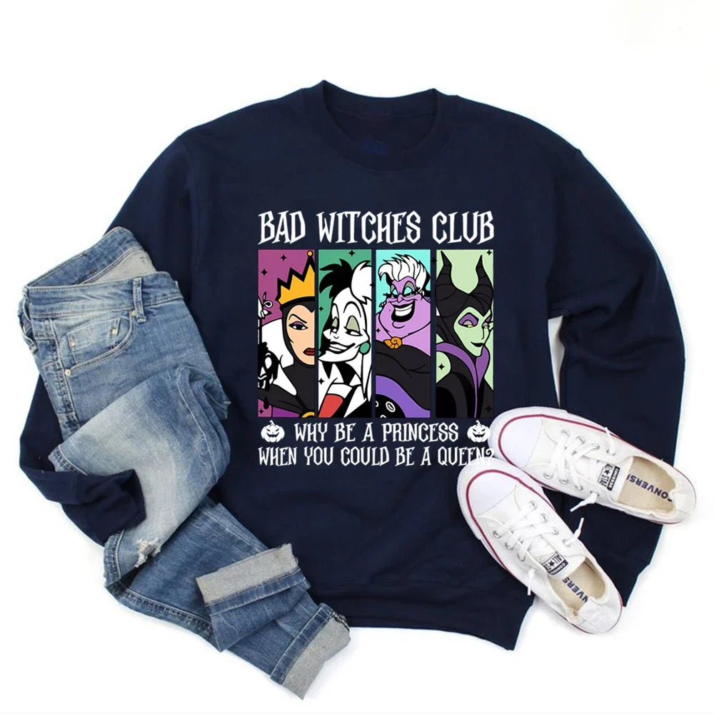 Bad Witches Club Sweatshirt für Damen, bedruckt, Rundhalsausschnitt