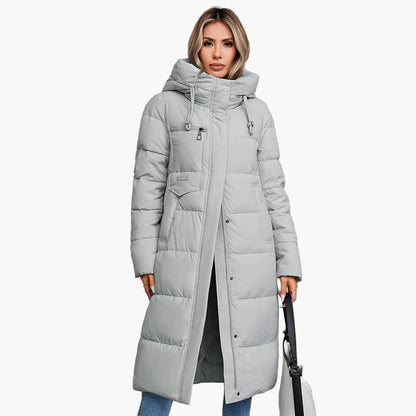 Cappotto invernale trapuntato da donna con cappuccio – Parka lungo e caldo per tutti i giorni e tempo libero