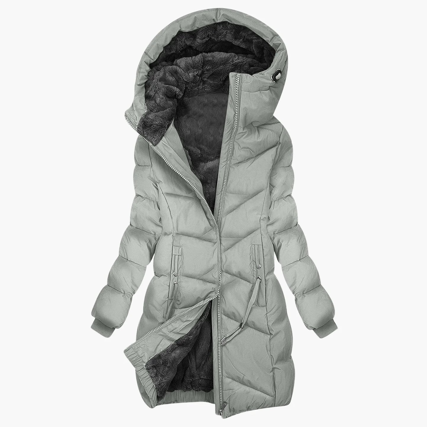 Manteau matelassé d'hiver pour femme avec capuche – Élégant manteau long pour les jours froids