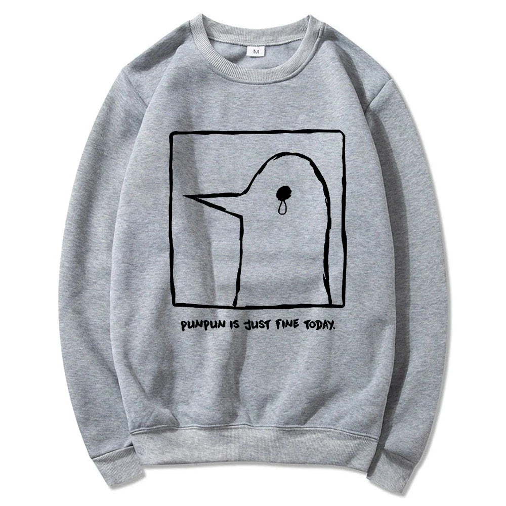 Unisex-hættetrøje med Punpun-print og kængurulomme