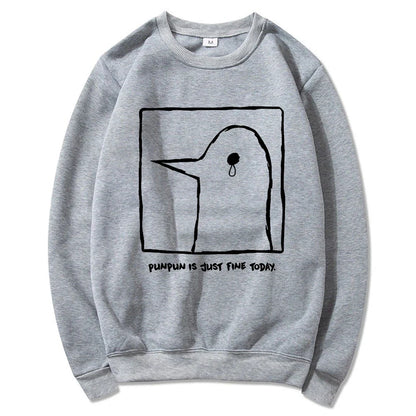 Unisex-hættetrøje med Punpun-print og kængurulomme