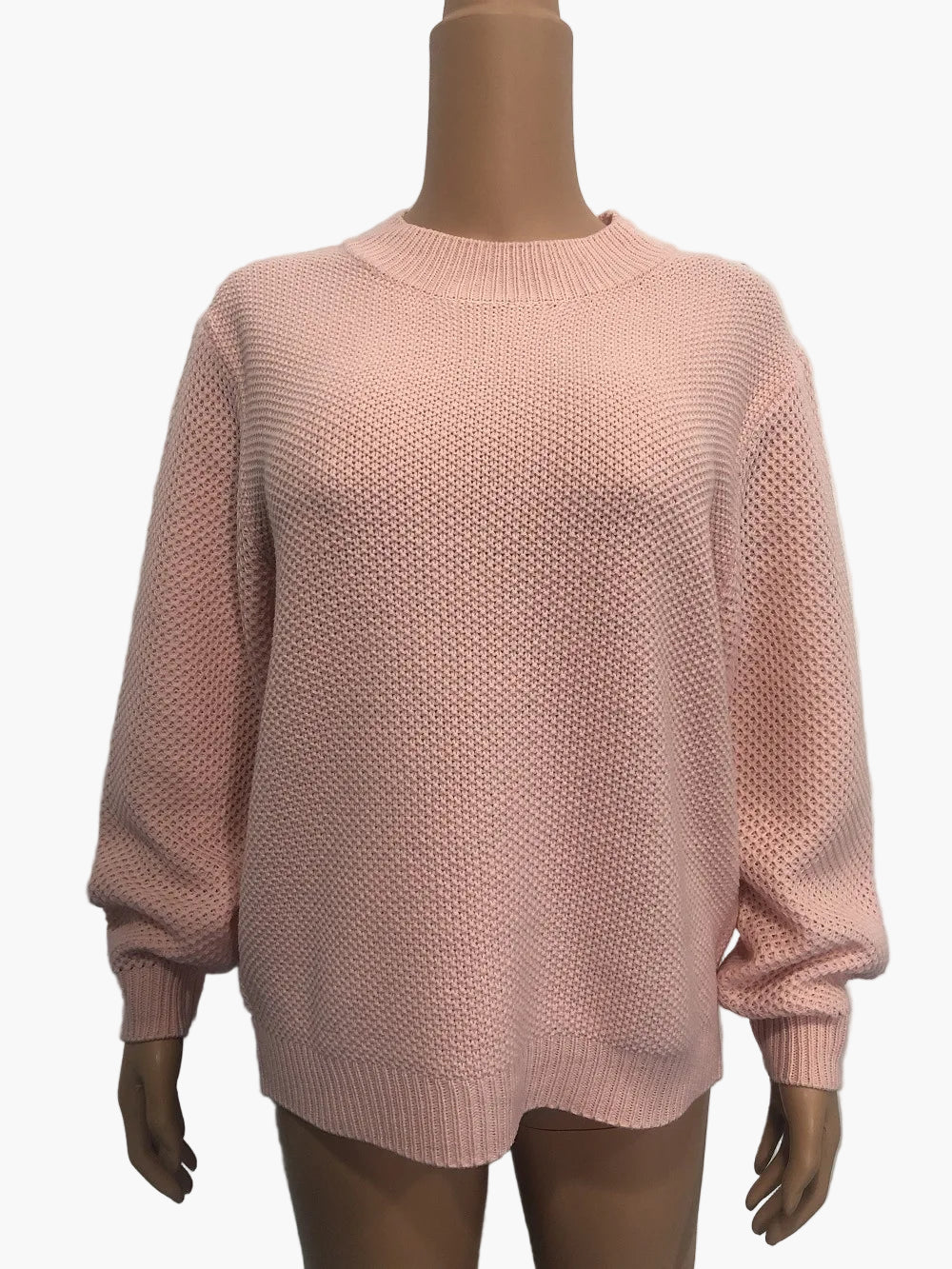 Jersey de punto para mujer con punto grueso y mangas globo – Suéter oversize a la moda para otoño e invierno