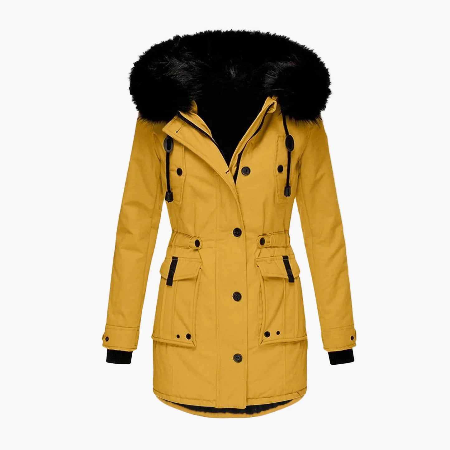 Giacca invernale da donna stile vintage con cappuccio e collo in pelliccia – Elegante cappotto per tutti i giorni e tempo libero