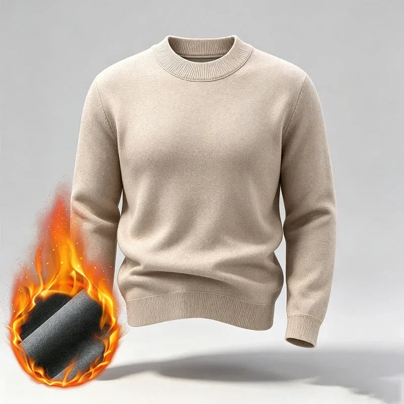 Herren Rollkragenpullover einfarbig wärmend Fleece-Innenseite Langarm