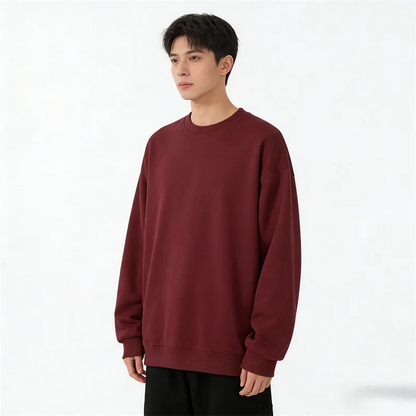 Pullover felpa unisex basic a maniche lunghe e girocollo, multicolore