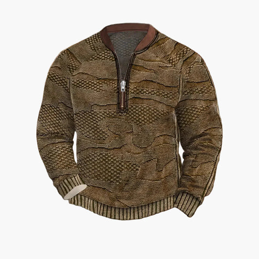 Suéter para hombre con look vintage y media cremallera – Suéter de ocio con estilo para uso diario y al aire libre