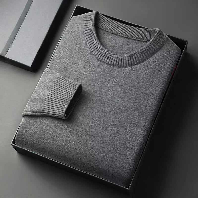 Unisex Basic Pullover Rundhals Langarm Strickpullover Einfarbig