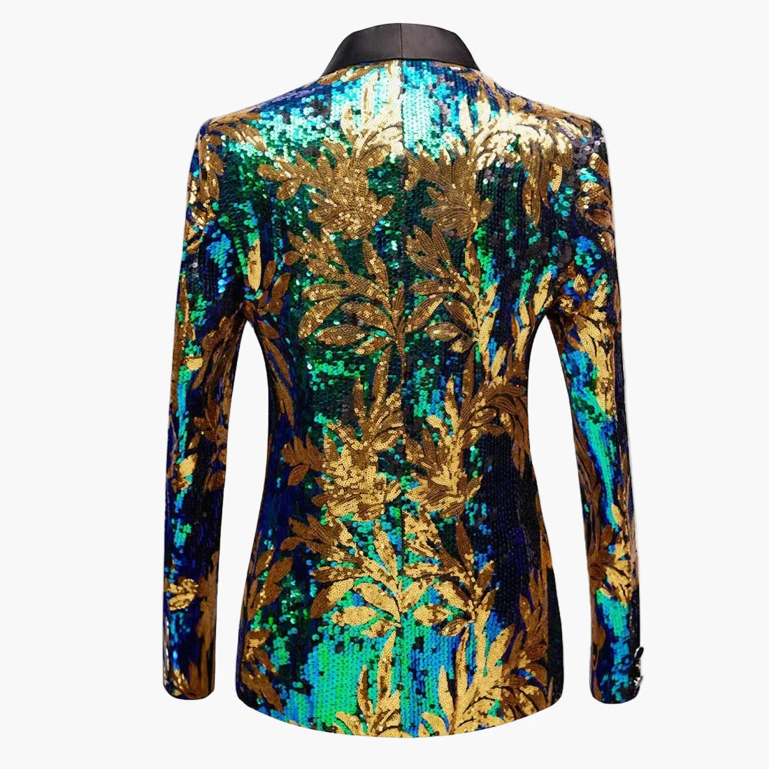 Giacca da uomo con paillettes e motivo a foglie – Elegante giacca per feste ed eventi