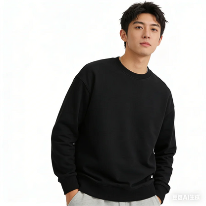 Pullover felpa unisex basic a maniche lunghe e girocollo, multicolore