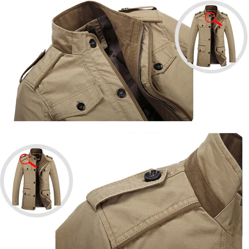 Herren Militärstil Freizeitjacke – Outdoor Übergangsjacke mit Taschen