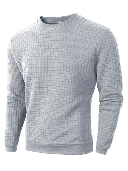 Herren Sweatshirt mit Rundhalsausschnitt und Karomuster, Langarm, gerippte Bündchen