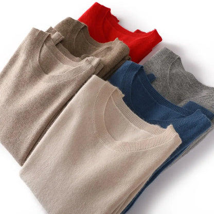 Pullover da donna in maglia, a girocollo, a maniche lunghe, in materiale morbido