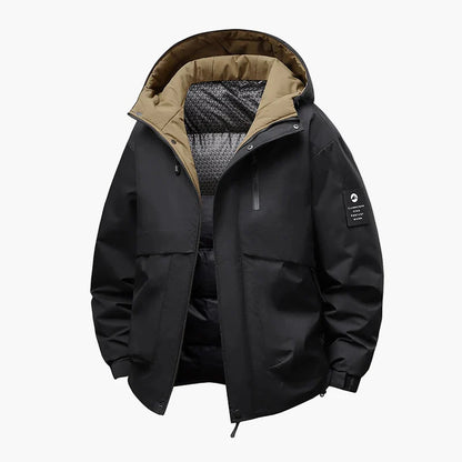 Herre Vinterjakke utendørs hettejakke vanntett vindtett casual stil