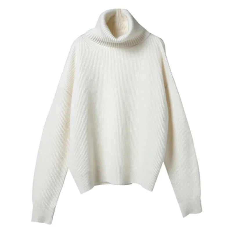 Damen Rollkragenpullover Oversized – Modischer Winter Strickpullover für Alltag & Freizeit
