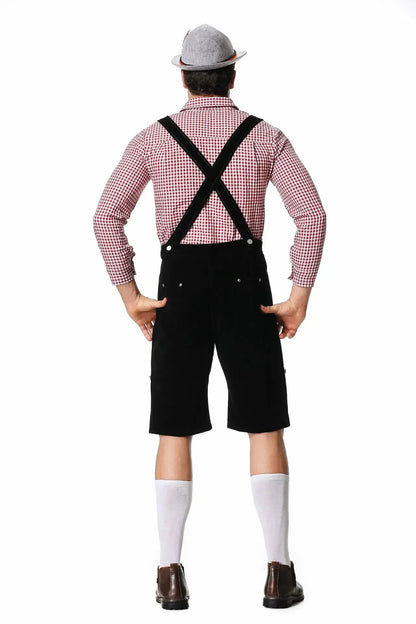 Culotte courte traditionnelle pour homme en cuir avec bretelles