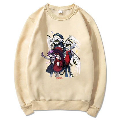 Sudadera unisex con capucha, estampado de personajes y bolsillo canguro