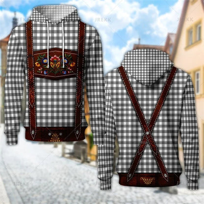 Sweat à capuche au design traditionnel avec imprimé de bretelles et de motifs