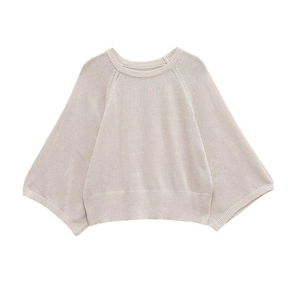 Damen Strickpullover Oversize Rundhals Cremefarben