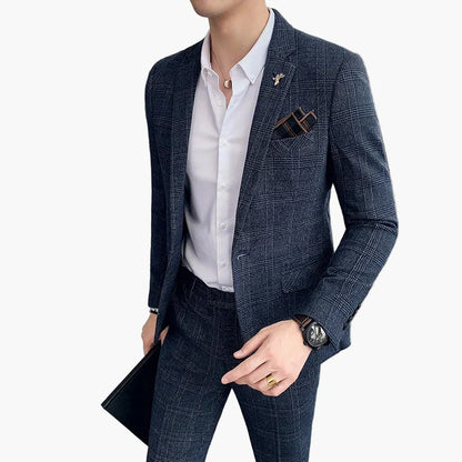 Heren Business Pak Set – Modern geruit design voor kantoor & speciale gelegenheden