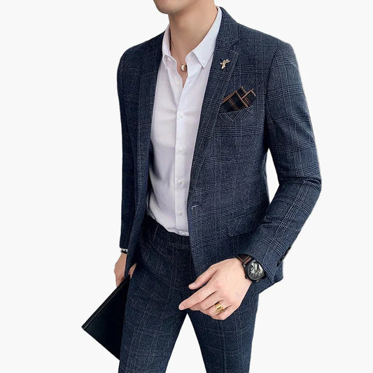 Conjunto de traje business para hombre – Diseño moderno a cuadros para oficina y ocasiones especiales