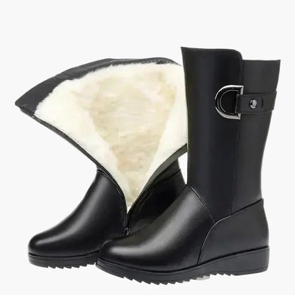 Stivaletti invernali da donna con tacco e lacci, imbottitura calda, alla moda e confortevoli