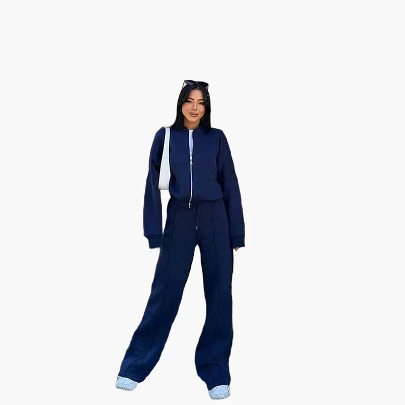 Tuta oversize da donna due pezzi con pantaloni larghi e giacca – Outfit streetwear moderno