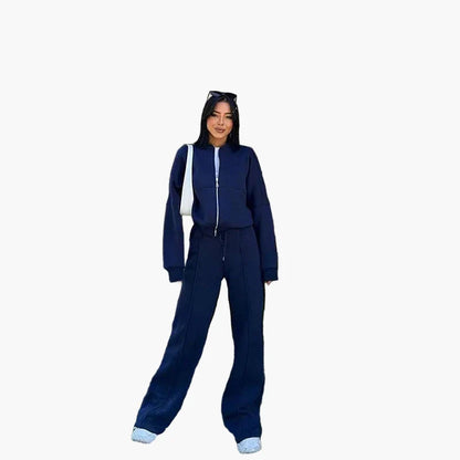 Tuta oversize da donna due pezzi con pantaloni larghi e giacca – Outfit streetwear moderno