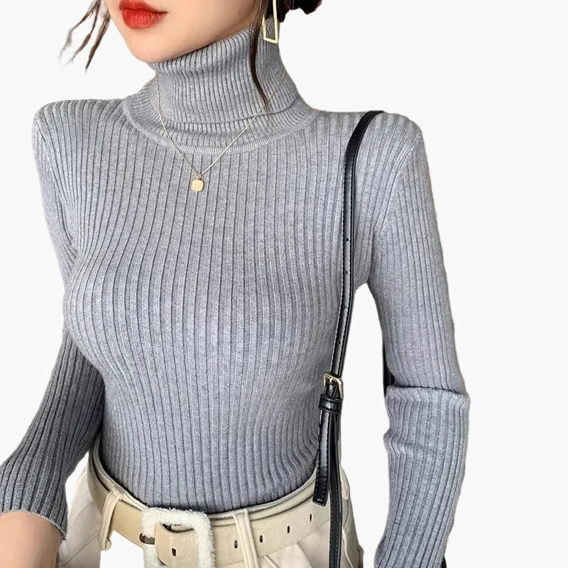 Dolcevita da donna in maglia elegante autunno inverno manica lunga