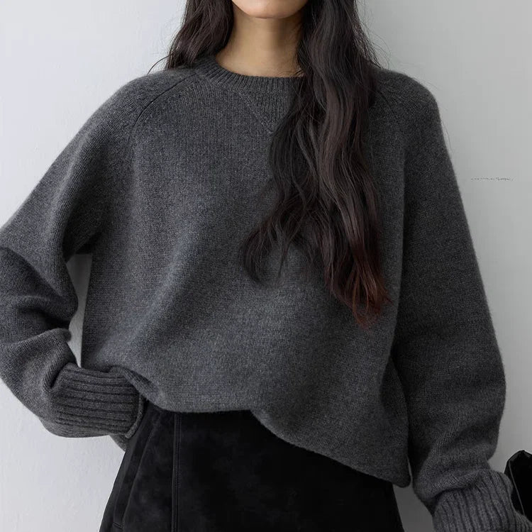Pull en maille oversize pour femme à col rond, manches longues