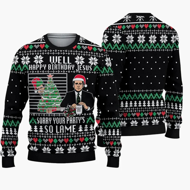 Maglione brutto di Natale da uomo – Divertente maglione da festa con scritta e motivo, ideale per Natale