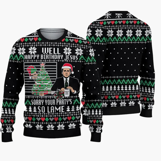 Suéter feo de Navidad para hombre – Divertido suéter de fiesta con frase y motivo, ideal para Navidad