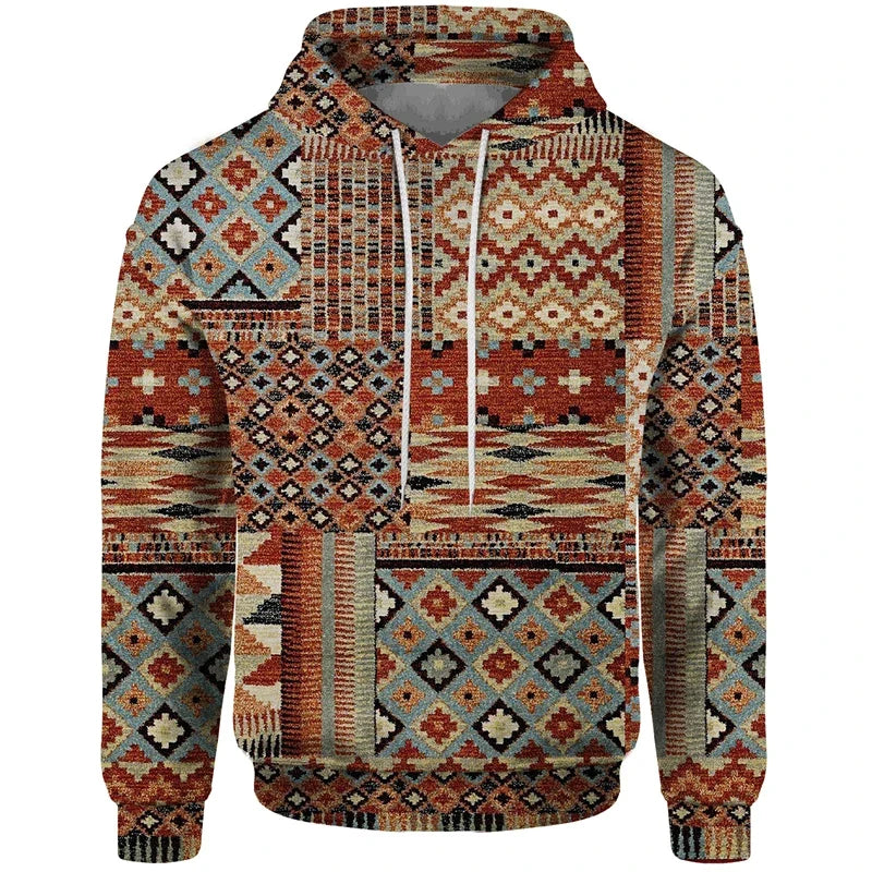 Sudadera con capucha y estampado de patchwork - Jersey estampado