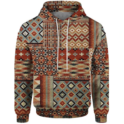 Sudadera con capucha y estampado de patchwork - Jersey estampado