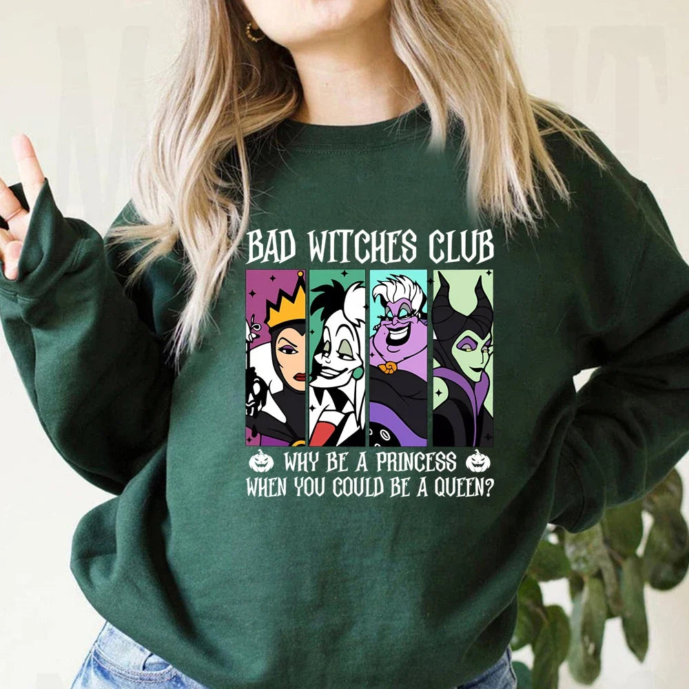 Bad Witches Club Sweatshirt für Damen, bedruckt, Rundhalsausschnitt