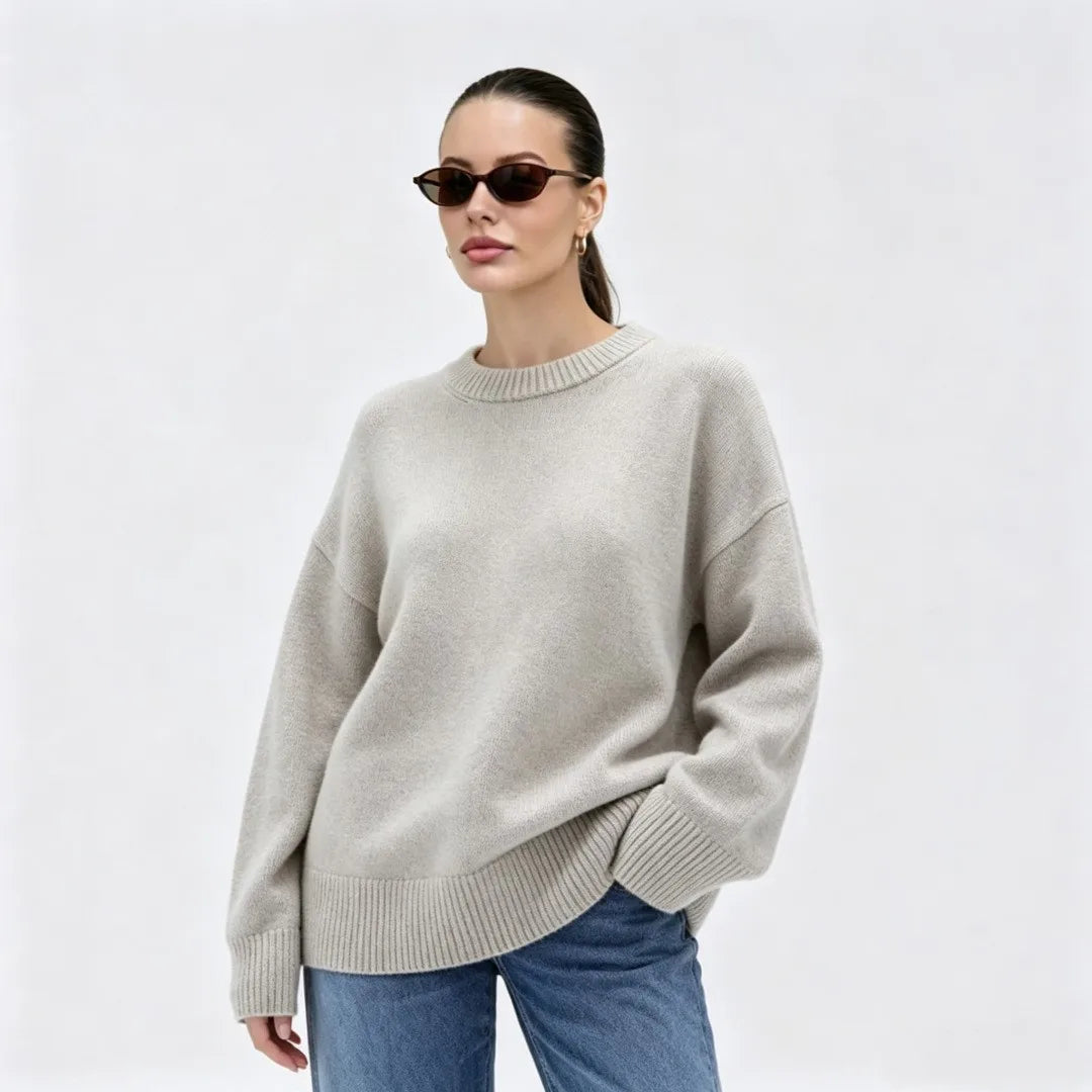 Pull oversize pour femme à col rond, pull en maille, coupe ample