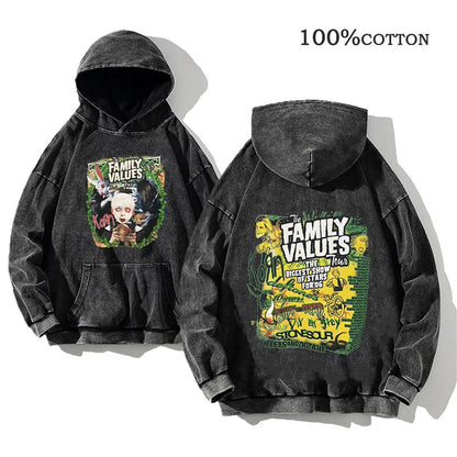 Unisex Kapuzenpullover Grau mit Band-Print & Kängurutasche