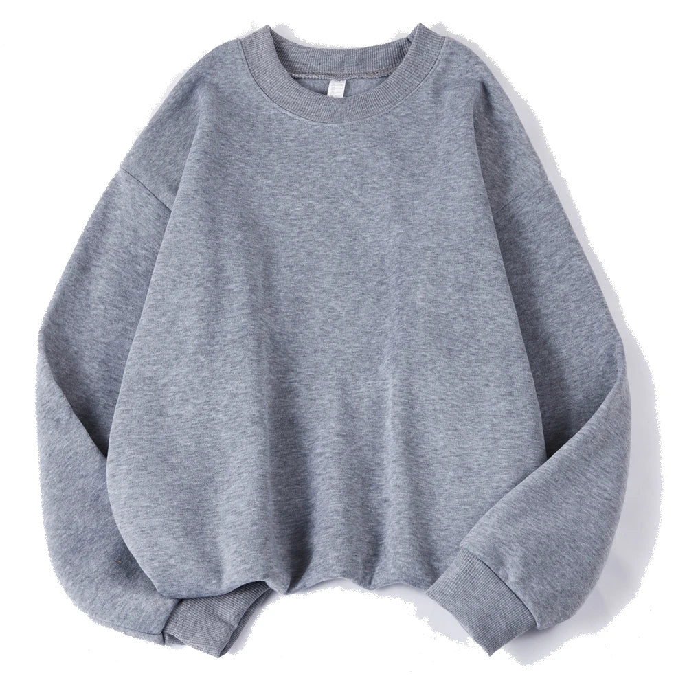 Unisex sweatshirt med rund hals, oversized genser i fiolett
