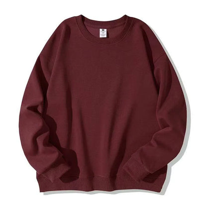 Pullover felpa unisex basic a maniche lunghe e girocollo, multicolore